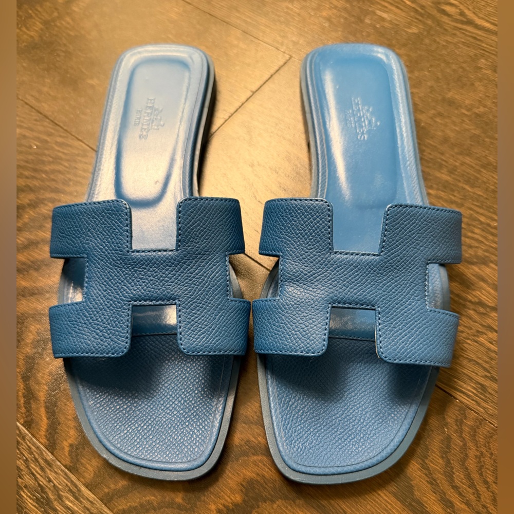 Hermes Blue Oran Sandal 100% Authentic - Picture 8 of 8